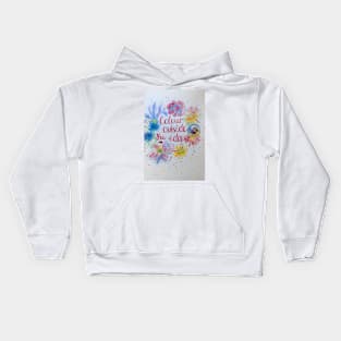 Colorful flower Watercolor Painting - Colour Ouside The Edges Kids Hoodie